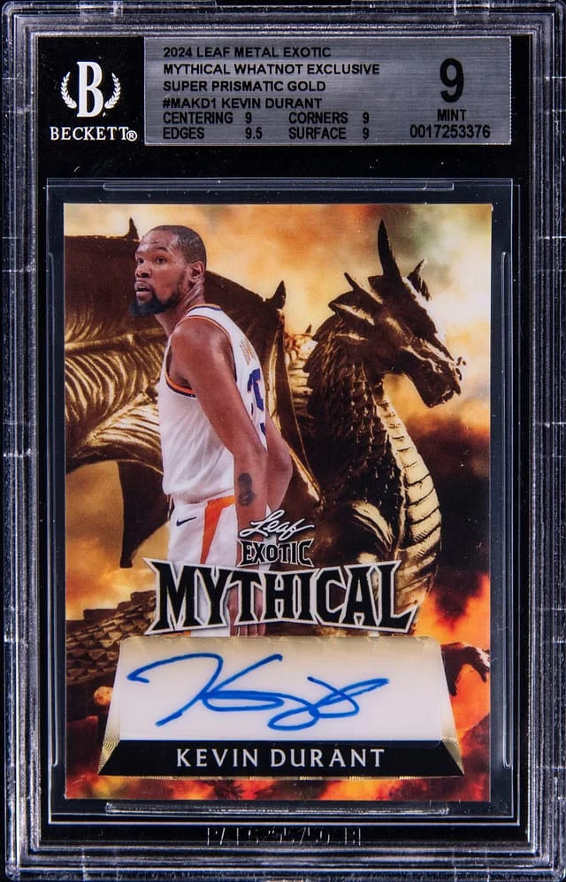 2024 Leaf Metal Kevin Durant Exotic Mythical Whatnot Exclusive Super Prismatic Gold #MAKD1 card image