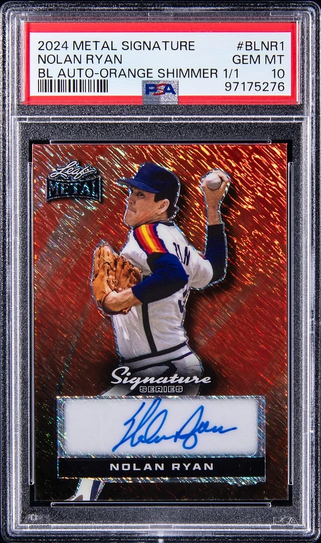 2024 Leaf Metal Nolan Ryan Signature Series Autograph Orange Shimmer #BL-NR1 card image