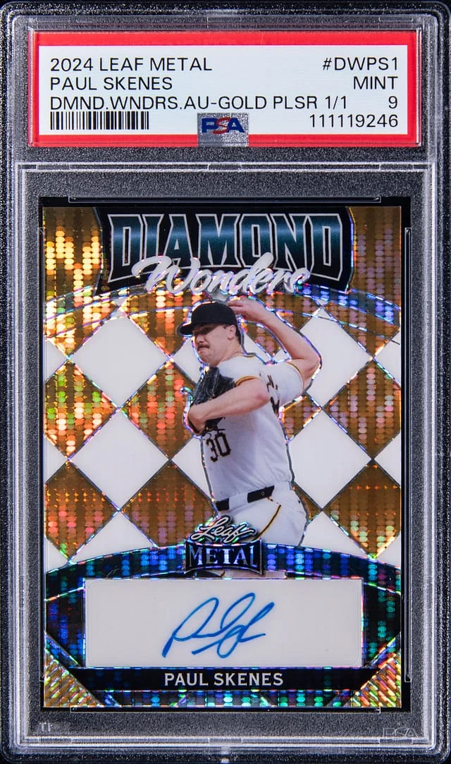 2024 Leaf Metal Paul Skenes Diamond Wonders Autograph Gold Pulsar #DW-PS1 card image