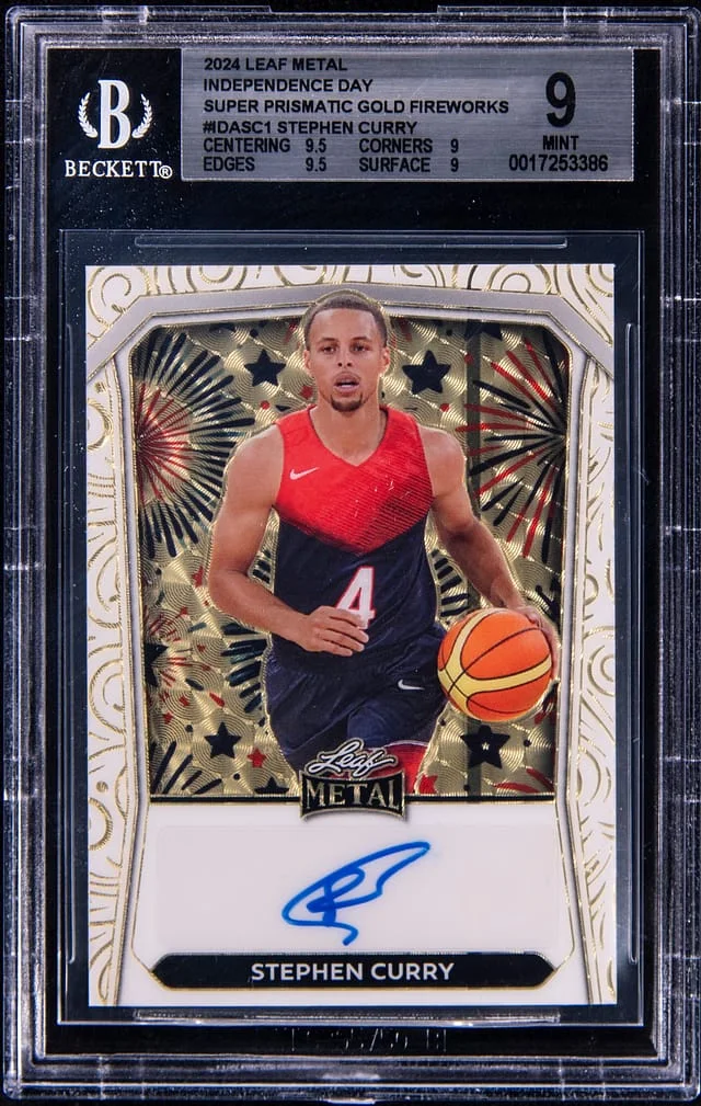 2024 Leaf Metal Stephen Curry Independence Day Super Prismatic Gold Fireworks #DASC1 card image