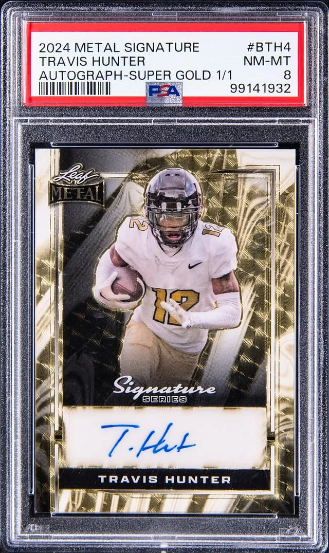 2024 Leaf Metal Travis Hunter Signature Autograph Super Gold #B-TH4 card image