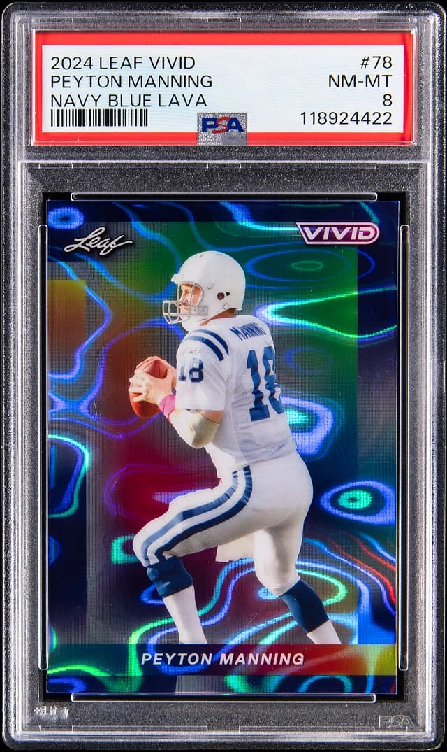 2024 Leaf Peyton Manning Vivid Navy Blue Lava #78 card image