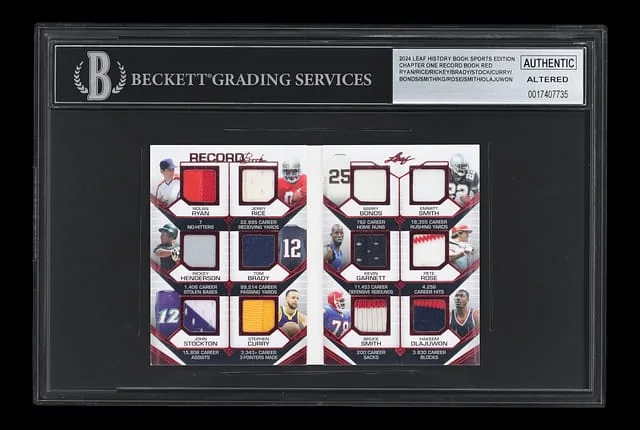 2024 Leaf Ryan/Rice/Henderson/Brady/Stockton/Curry/Bonds/E. Smith/Garnett/Rose/B. Smith/Olajuwon Booklet History Book Sports Edition Chapter One Record Book Red #RB-3 card image