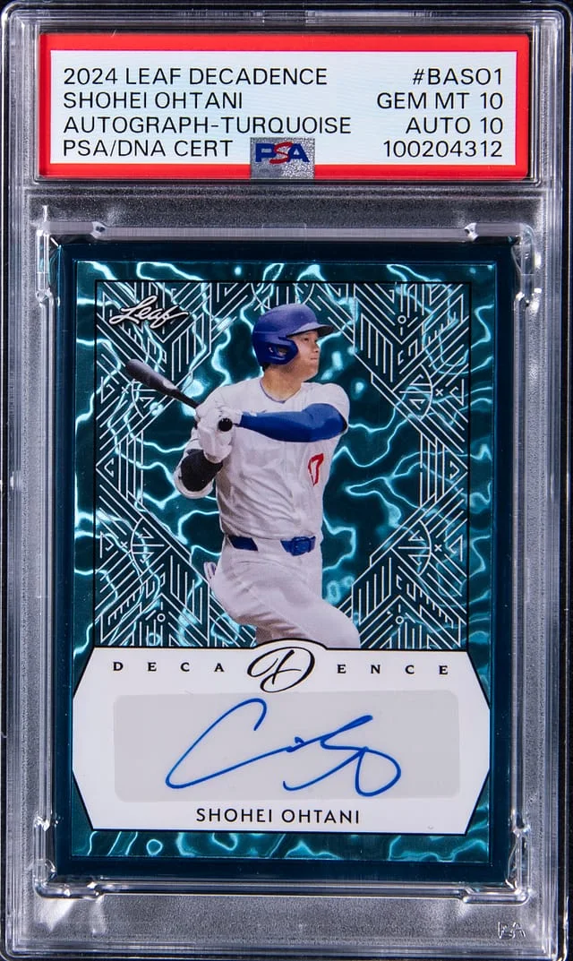 2024 Leaf Shohei Ohtani Decadence Autograph Turquoise #BASO1 card image