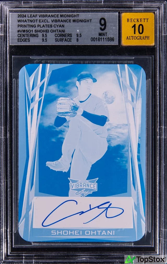 2024 Leaf Shohei Ohtani Vibrance Midnight Whatnot Exclusive Vibrance Midnight Printing Plates Cyan #VM-SO1 card image