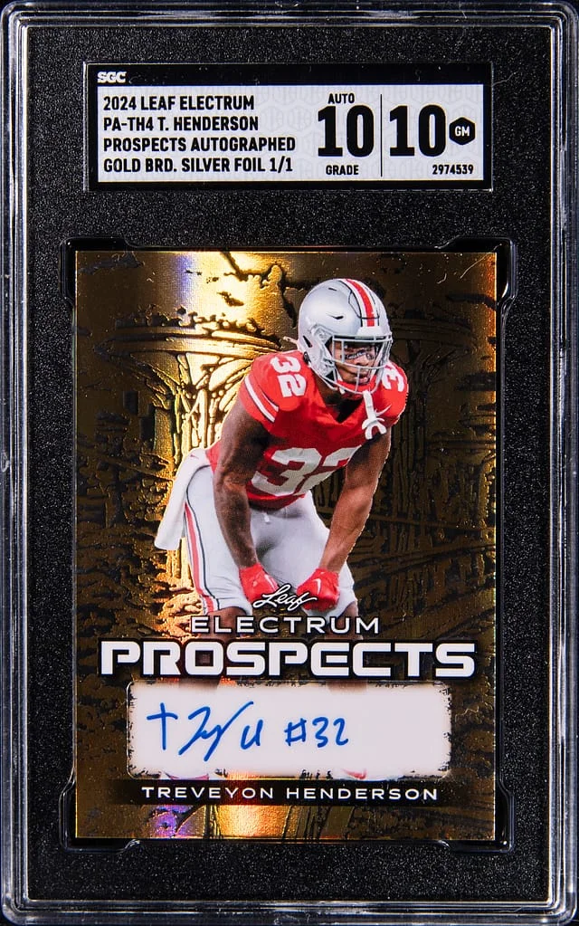 2024 Leaf Treveyon Henderson Elctrum Prospects Autographed Gold Border Silver Foil #PA-TH4 card image