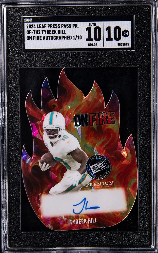 2024 Leaf Tyreek Hill Press Pass Premium On Fire Autographed #OF-TH2 card image