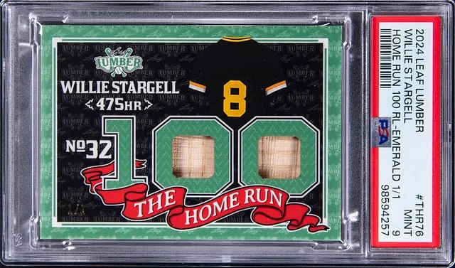 2024 Leaf Willie Stargell Bat Lumber Home Run Relics Emerald #THR-76 card image