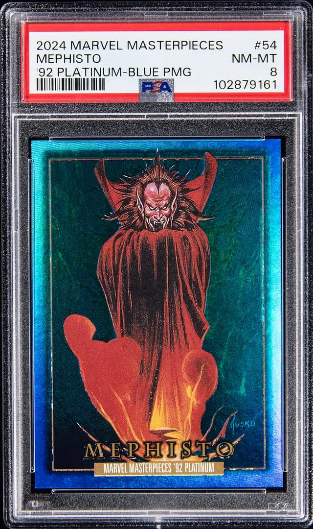 2024 Marvel Masterpieces '92 Platinum Blue Precious Metal Gems Mephisto #54 card image
