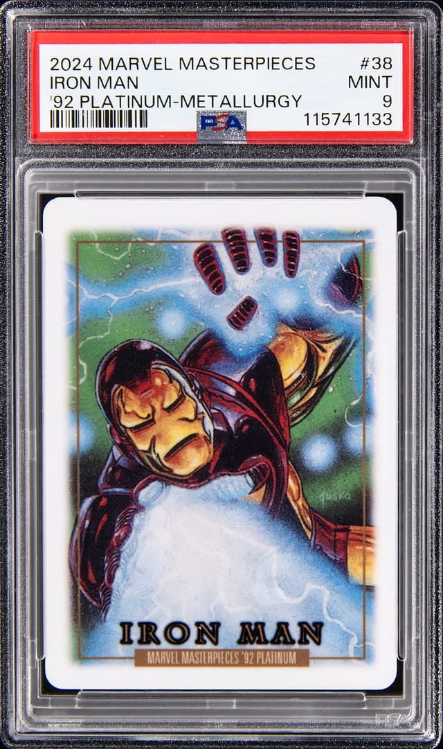 2024 Marvel Masterpieces '92 Platinum-Metallurgy Iron Man #38 card image