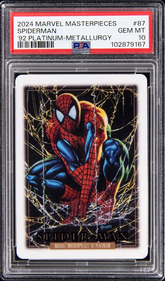 2024 Marvel Masterpieces '92 Platinum-Metallurgy Spiderman #87 card image