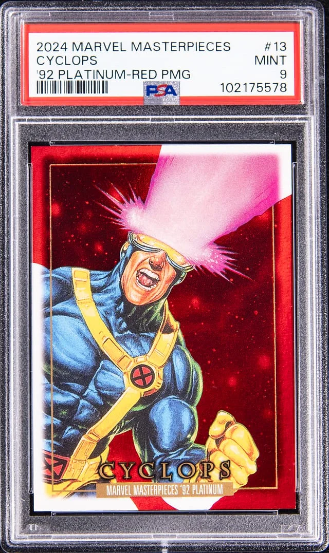 2024 Marvel Masterpieces '92 Platinum Red Precious Metal Gems (PMG) Cyclops #13 card image