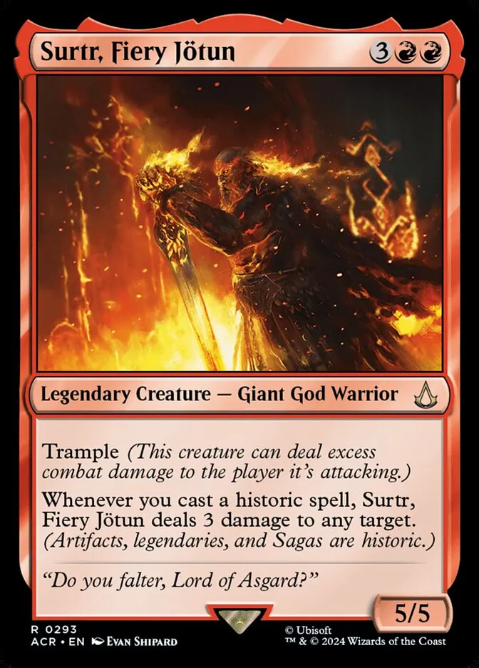 2024 Assassin's Creed Surtr, Fiery Jötun rare #293 rare card image