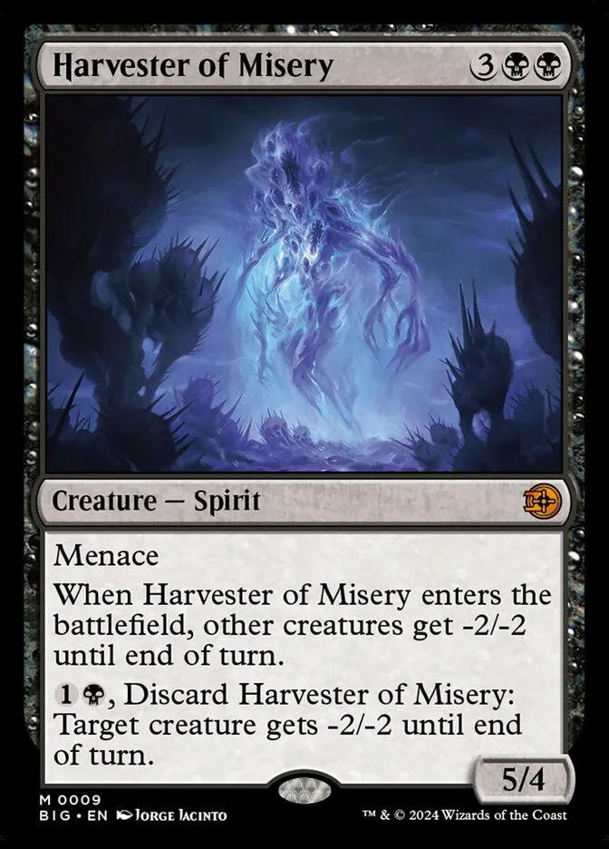 2024 The Big Score Harvester of Misery mythic #9 mythic card image