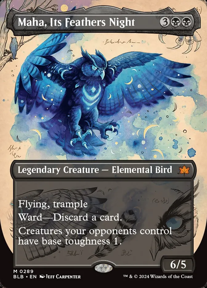 2024 Bloomburrow Maha, Its Feathers Night mythic #289 mythic card image