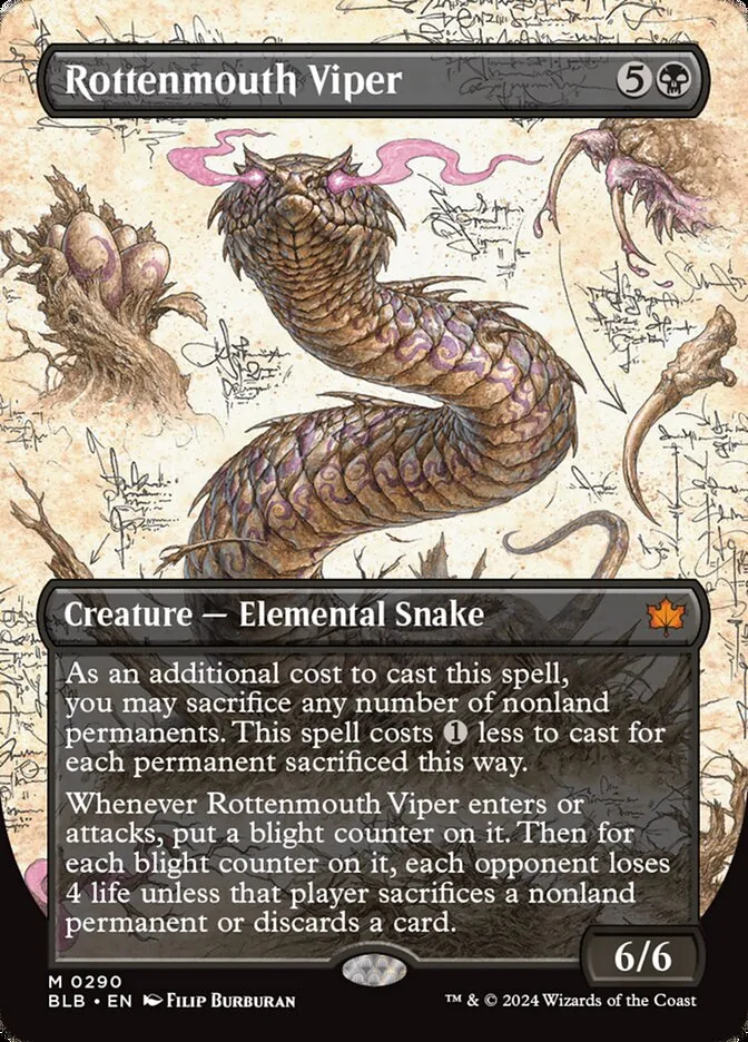 2024 Bloomburrow Rottenmouth Viper mythic #290 mythic card image