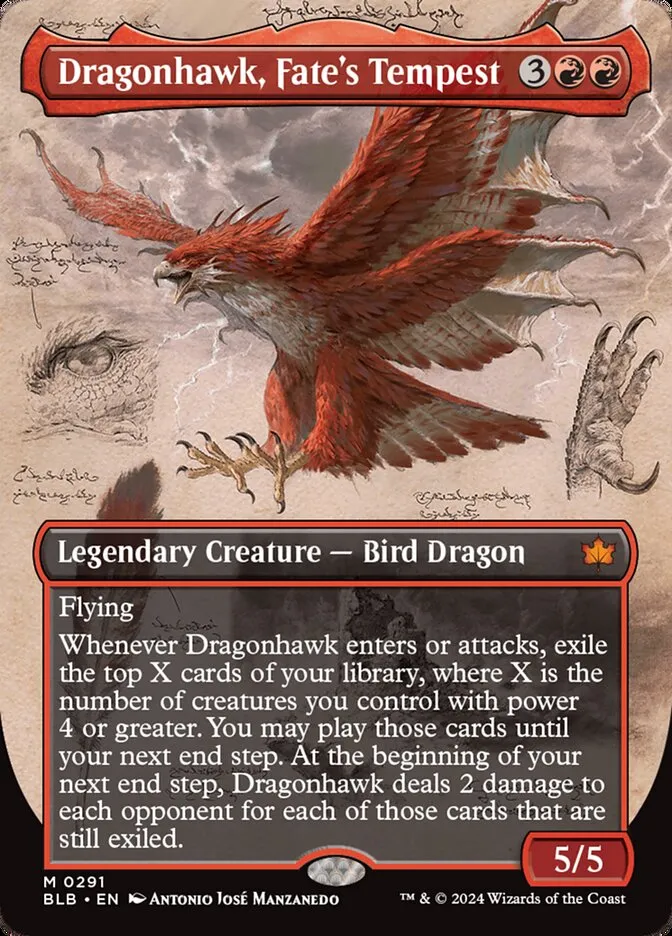 2024 Bloomburrow Dragonhawk, Fate's Tempest mythic #291 mythic card image