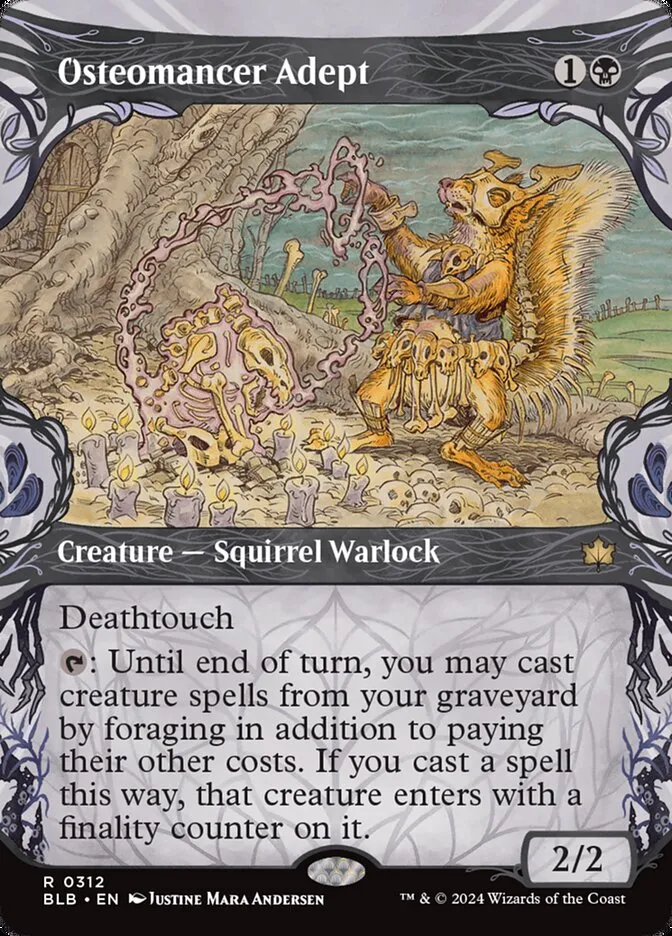 2024 Bloomburrow Osteomancer Adept #312 rare card image