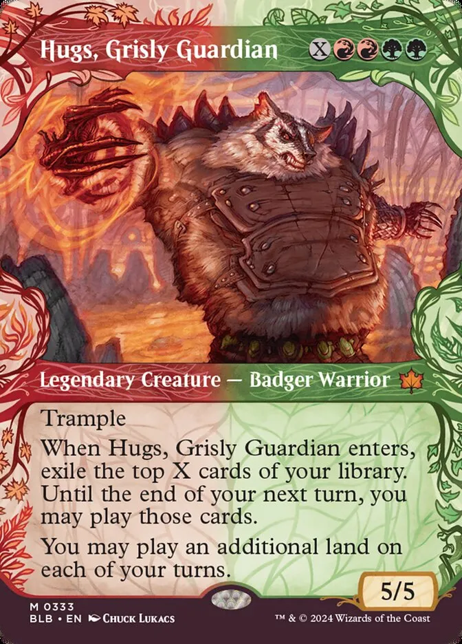2024 Bloomburrow Hugs, Grisly Guardian mythic #333 mythic card image