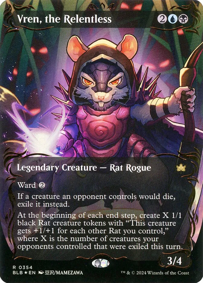 2024 Bloomburrow Vren, the Relentless [Borderless] rare #354 rare card image