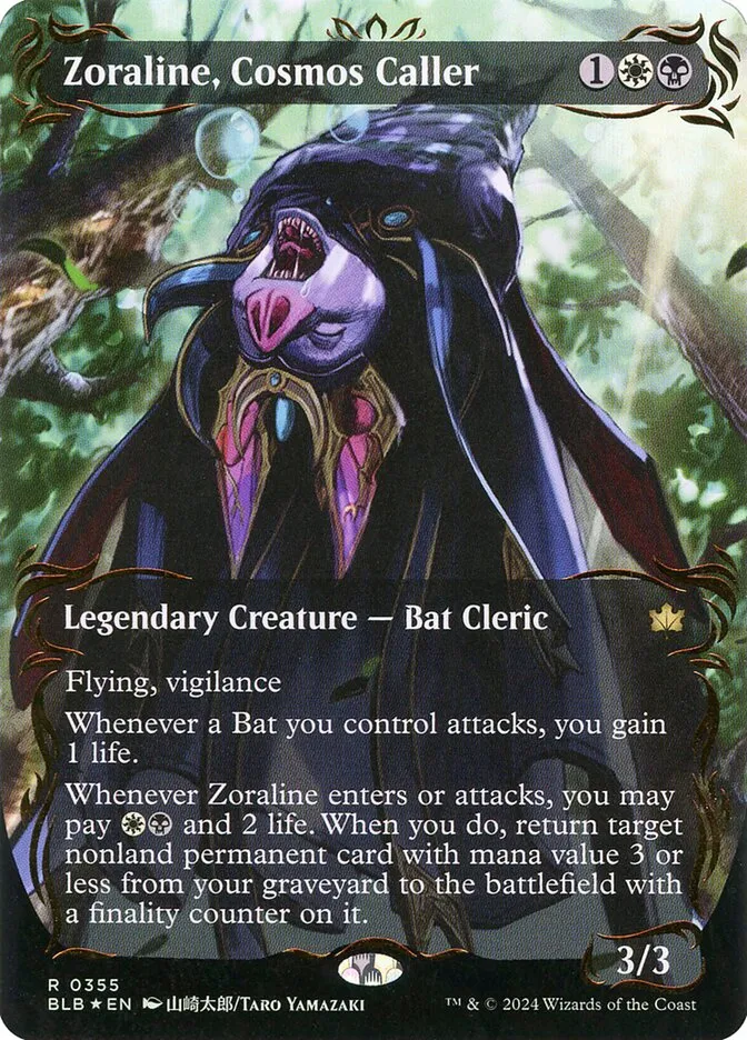 2024 Bloomburrow Zoraline, Cosmos Caller [Borderless] rare #355 rare card image