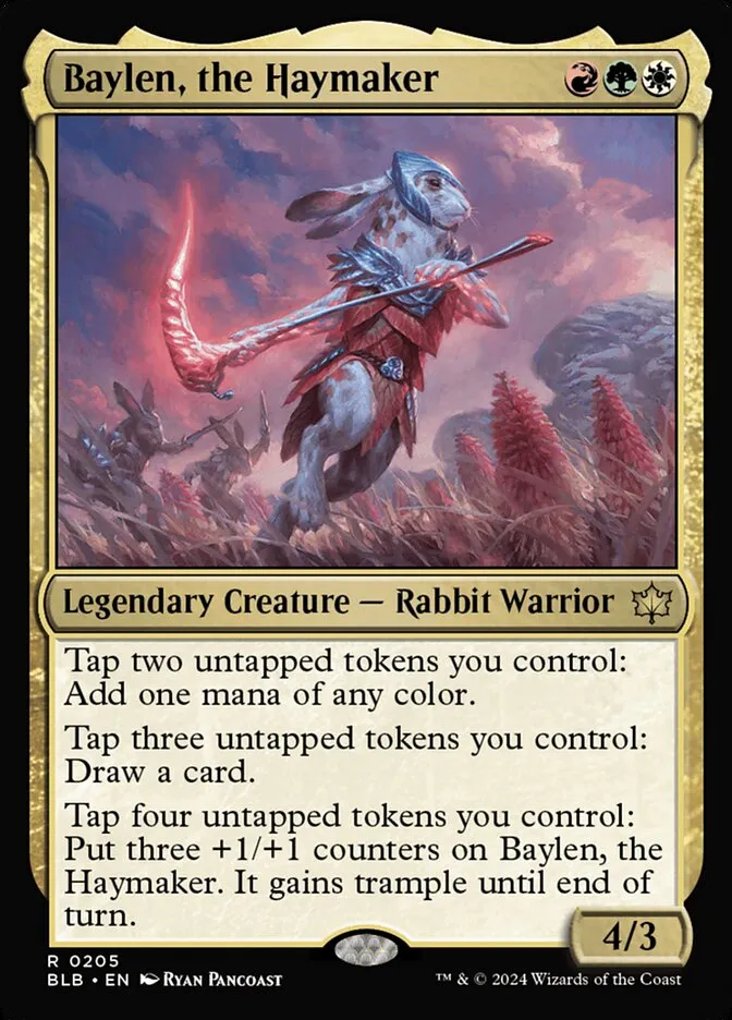 2024 Bloomburrow Baylen, the Haymaker [Prerelease] rare #205 rare card image