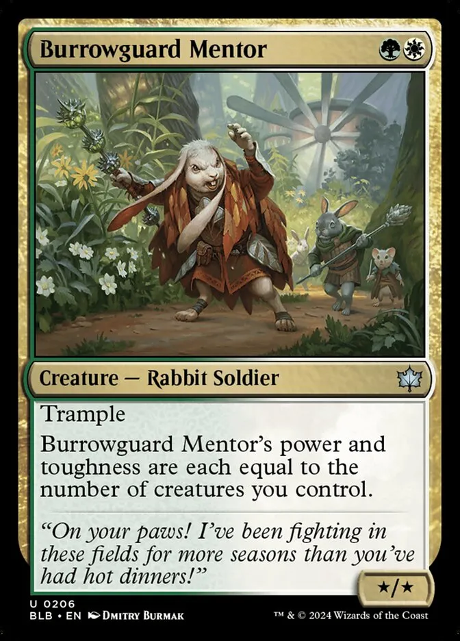 2024 Bloomburrow Burrowguard Mentor #206 uncommon card image