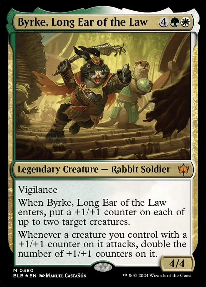 2024 Bloomburrow Byrke, Long Ear of the Law #380 mythic card image