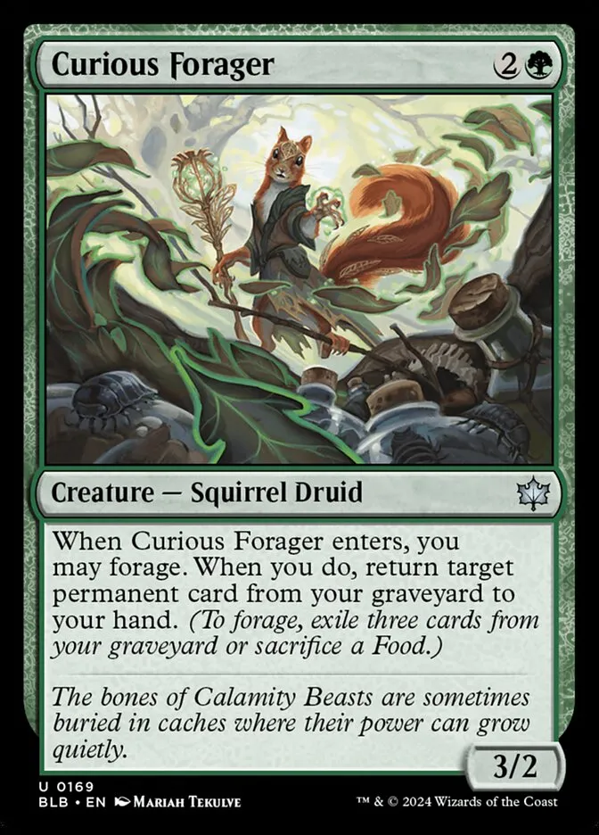 2024 Bloomburrow Curious Forager #169 uncommon card image