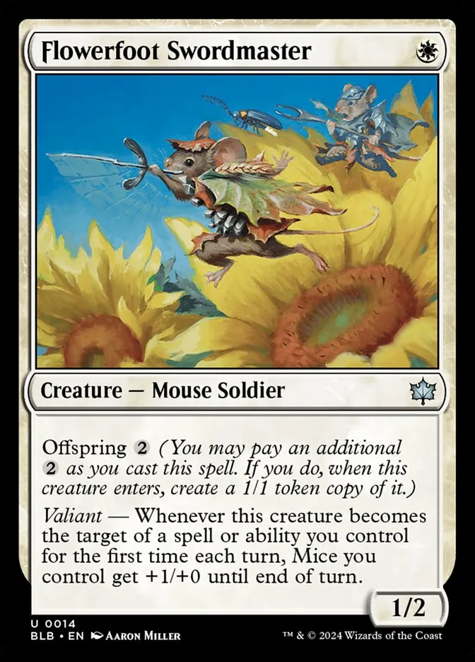 2024 Bloomburrow Flowerfoot Swordmaster [Foil] uncommon #14 uncommon card image