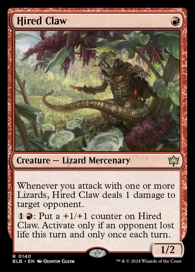 2024 Bloomburrow Hired Claw #140 rare card image