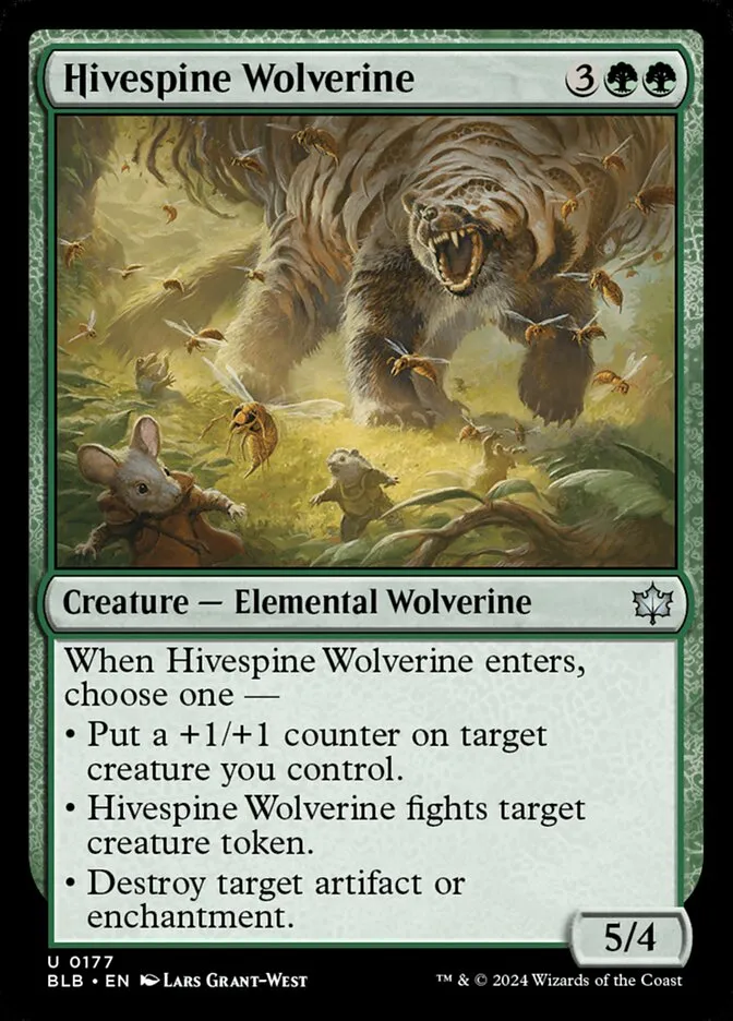 2024 Bloomburrow Hivespine Wolverine #177 uncommon card image