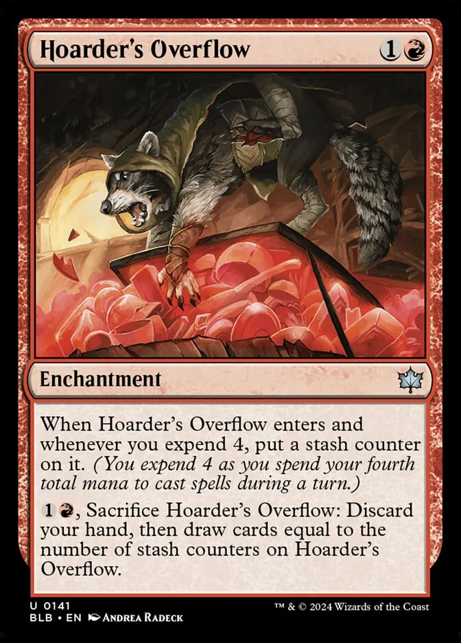 2024 Bloomburrow Hoarder's Overflow #141 uncommon card image