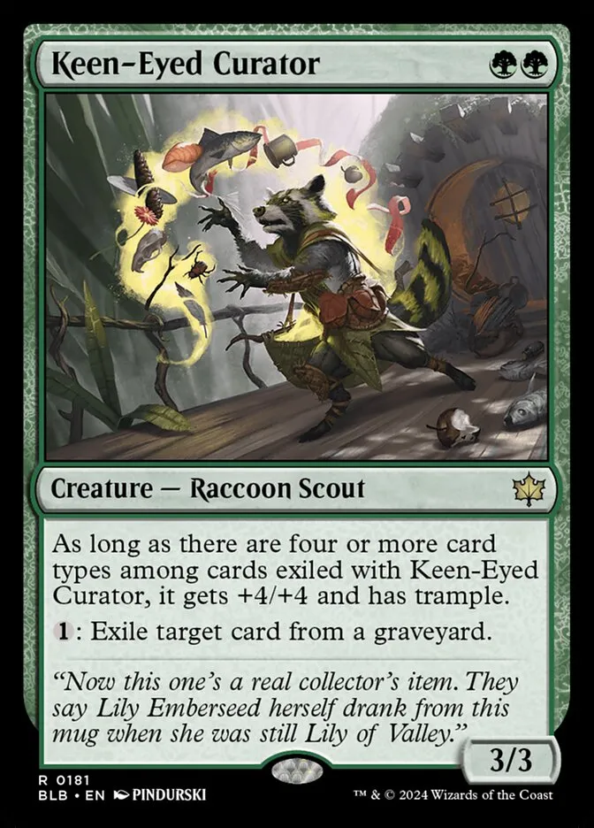2024 Bloomburrow Keen-Eyed Curator [Prerelease] rare #181 rare card image