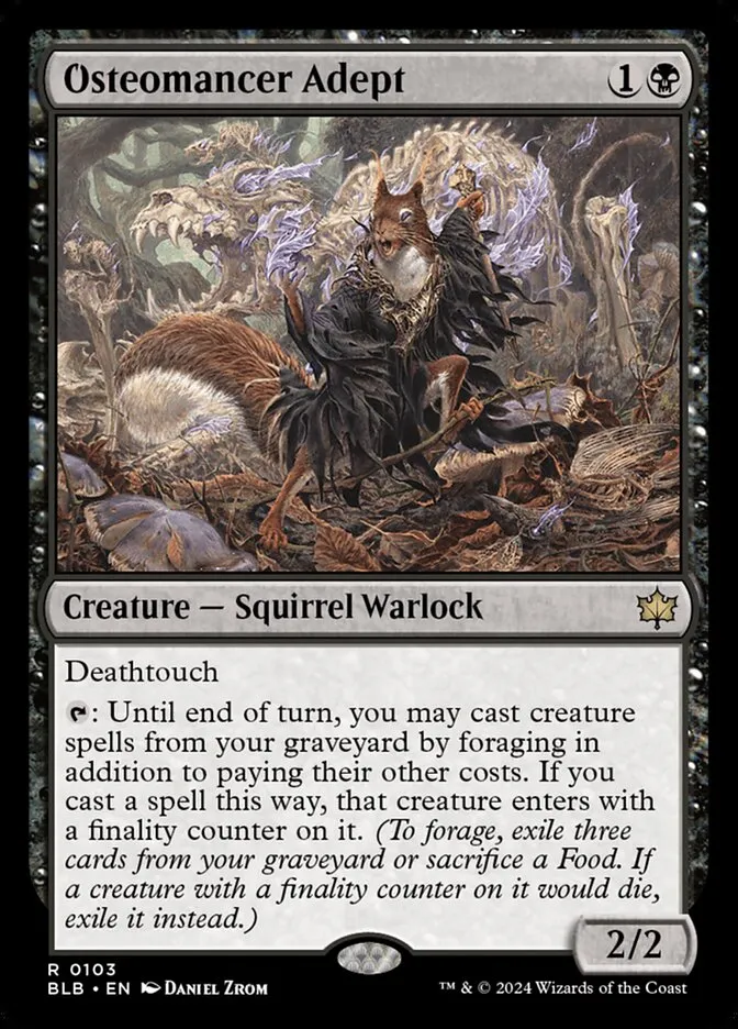 2024 Bloomburrow Osteomancer Adept #103 rare card image