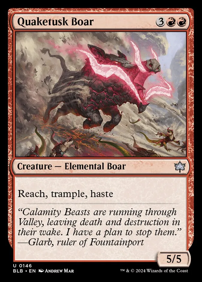 2024 Bloomburrow Quaketusk Boar #146 uncommon card image