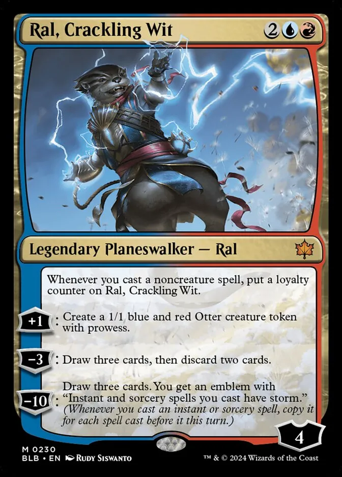 2024 Bloomburrow Ral, Crackling Wit [Prerelease] mythic #230 mythic card image