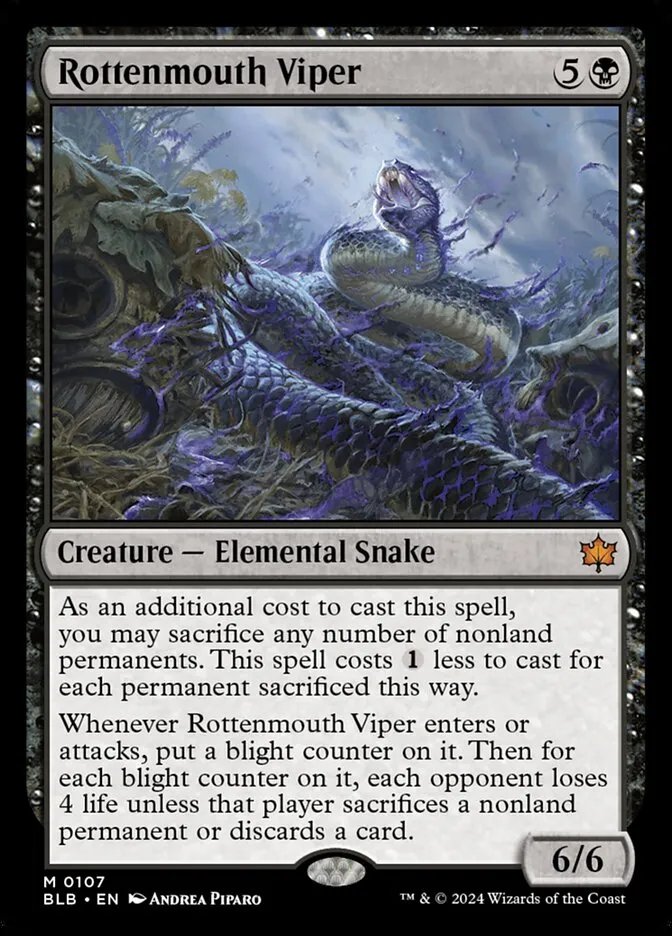 2024 Bloomburrow Rottenmouth Viper mythic #107 mythic card image
