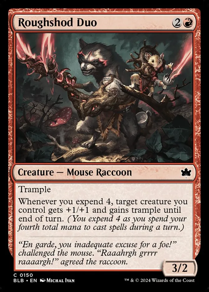 2024 Bloomburrow Roughshod Duo #150 common card image