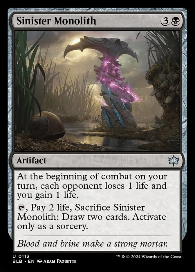 2024 Bloomburrow Sinister Monolith #113 uncommon card image