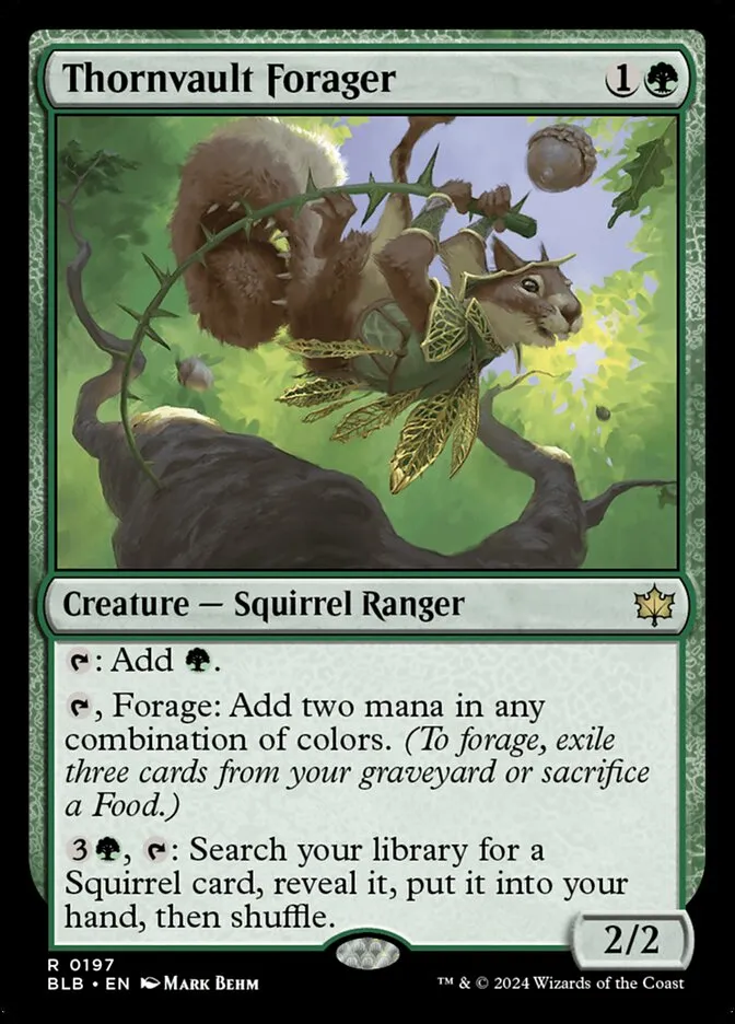 2024 Bloomburrow Thornvault Forager #197 rare card image