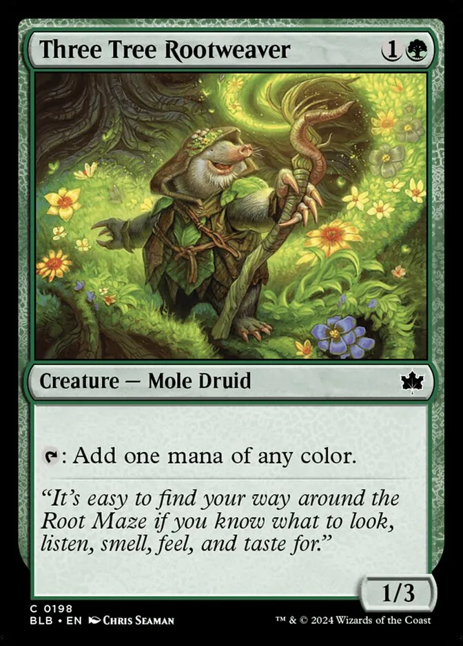 2024 Bloomburrow Three Tree Rootweaver common #198 common card image
