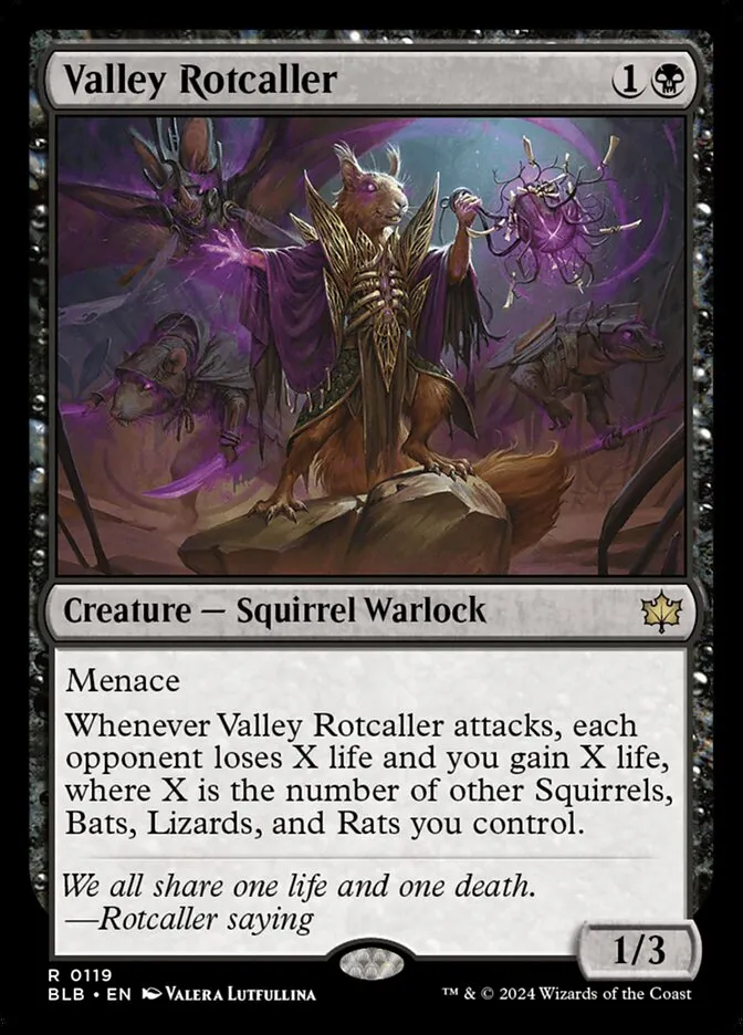 2024 Bloomburrow Valley Rotcaller [Prerelease] rare #119 rare card image