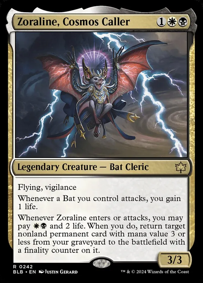 2024 Bloomburrow Zoraline, Cosmos Caller [Prerelease] rare #242 rare card image