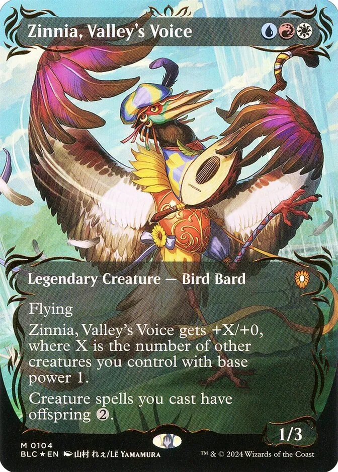 2024 Bloomburrow Commander Zinnia, Valley's Voice mythic #104 mythic card image
