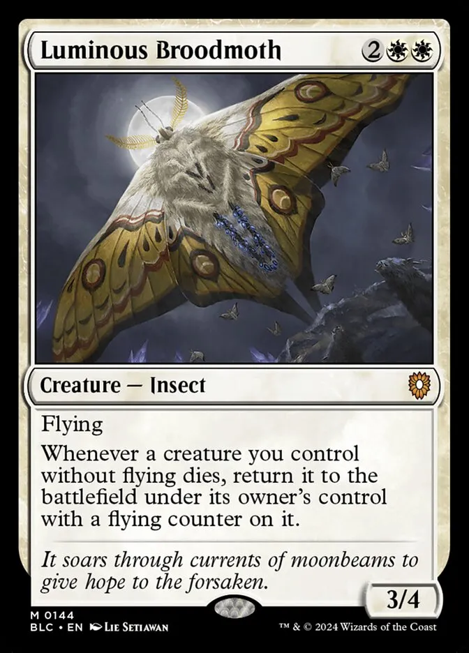 2024 Bloomburrow Commander Luminous Broodmoth #144 mythic card image