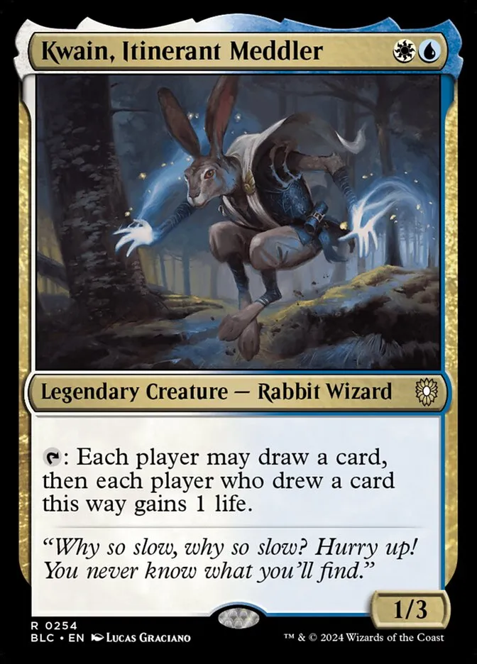 2024 Bloomburrow Commander Kwain, Itinerant Meddler #254 rare card image