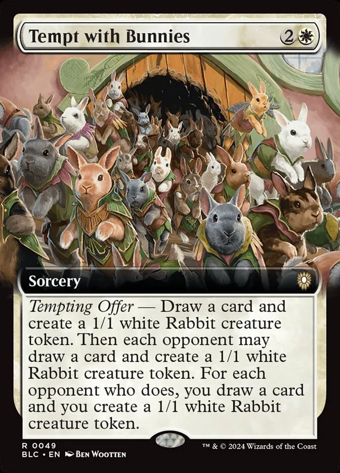2024 Bloomburrow Commander Tempt with Bunnies rare #49 rare card image