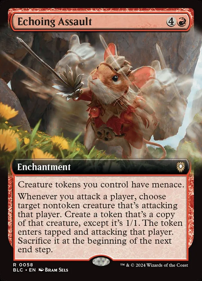 2024 Bloomburrow Commander Echoing Assault rare #58 rare card image