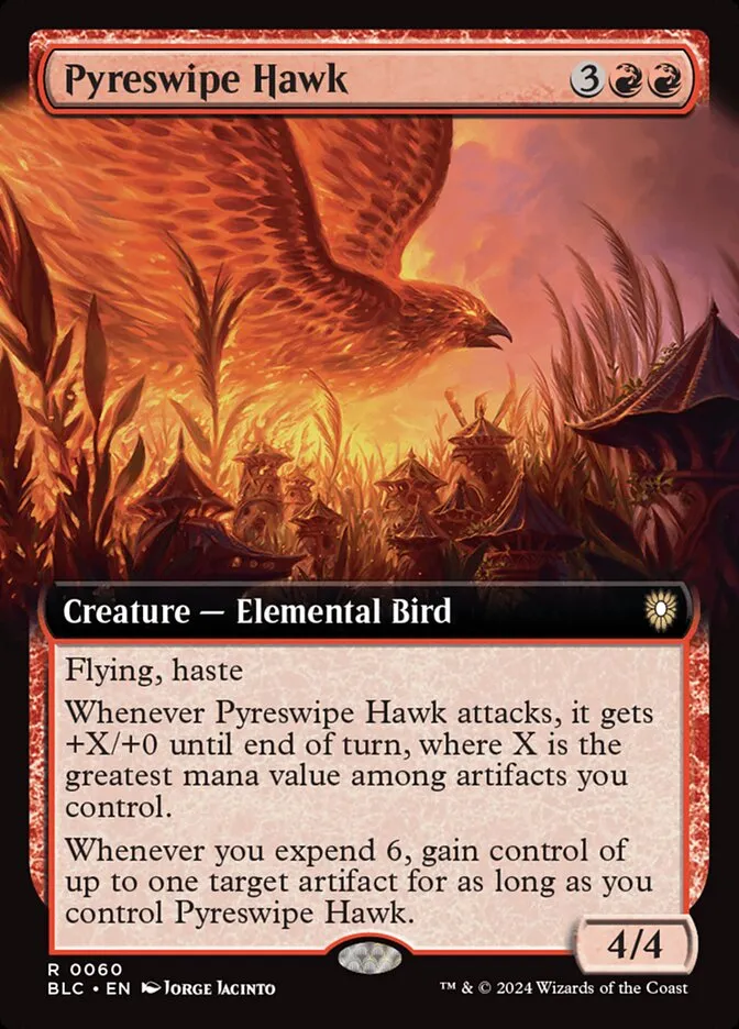 2024 Bloomburrow Commander Pyreswipe Hawk rare #60 rare card image